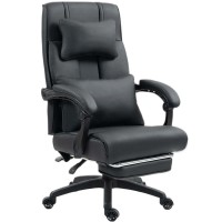 DOWINX Leather Office Chair, Ergonomic PU Gaming Computer Chair with Footrest, Lumbar Support, Swivel Wheels for Home, Office - LS-6653P